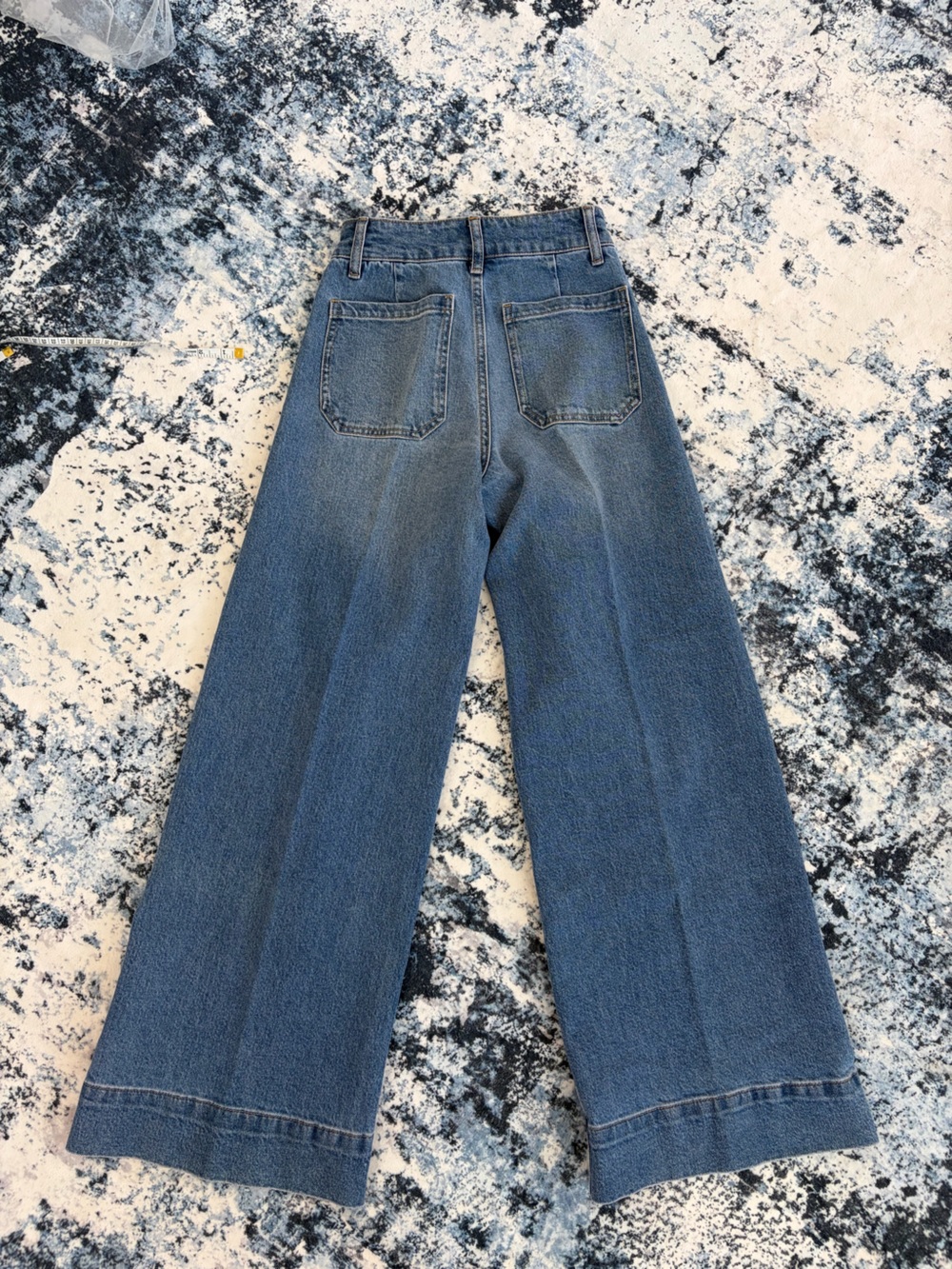 H&M High Rise Wide Leg Crop Jeans Patch Pocket Light Wash Size 0 EUR 32 - Picture 3 of 7